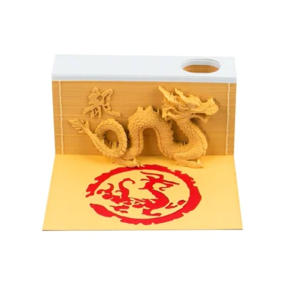 155 Sheets Omoshiroi Block Mini Notepad Cubes Creative 3D Luck Dragon Model Yellow Sticky Note Cubes - Omoshiroi Block UK Store