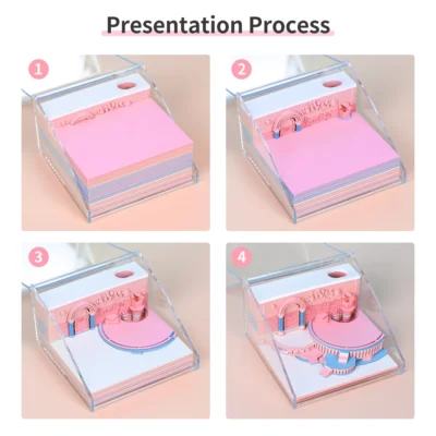 Omoshiroi Block 3D Notepad Block 178Sheets Love Steps 3D Memo Pad Cube Non Sticky Sheets Paper 1 - Omoshiroi Block UK Store