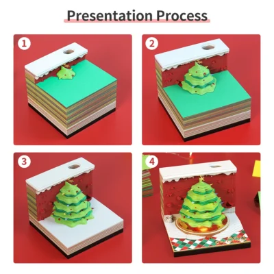 Omoshiroi Block 3D Notepad Christmas Tree 269Sheets Led Memo Pad 3D Note Paper Block Notes 3D 1 - Omoshiroi Block UK Store