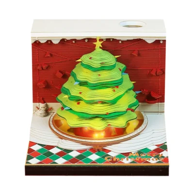 Omoshiroi Block 3D Notepad Christmas Tree 269Sheets Led Memo Pad 3D Note Paper Block Notes 3D - Omoshiroi Block UK Store