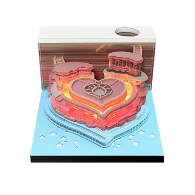 Omoshiroi Block 3D Notepad Mini Love Castle Paper Pad Pink Led 3D Memo Pads Note Paper - Omoshiroi Block UK Store