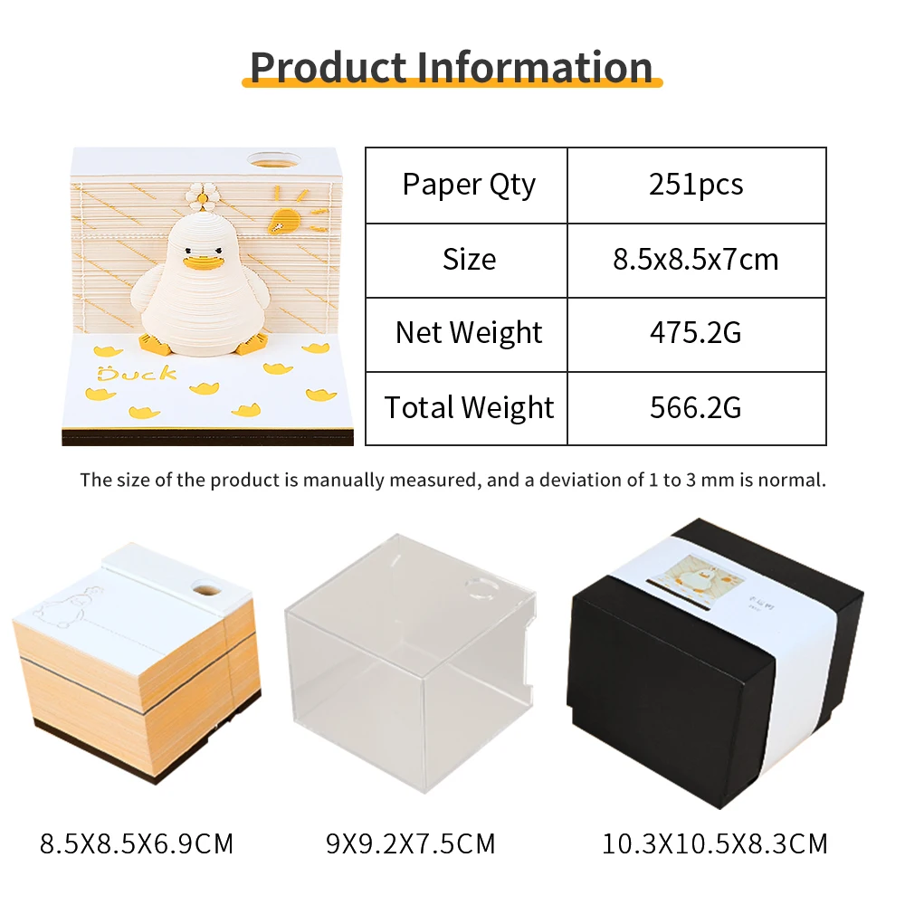 Notepads Lucky Duck Omoshiroi Block 3D Memo Pads - Image 6
