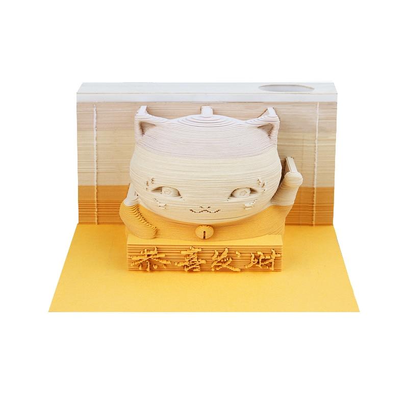 Maneki Neko Fortune Cat Omoshiroi Block 3D Memo Pads
