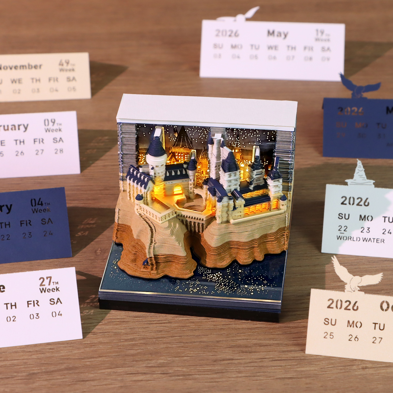 2026 Magic Castle Weekly Calendar With Lights 3D Paper Craft Notepad - Image 3